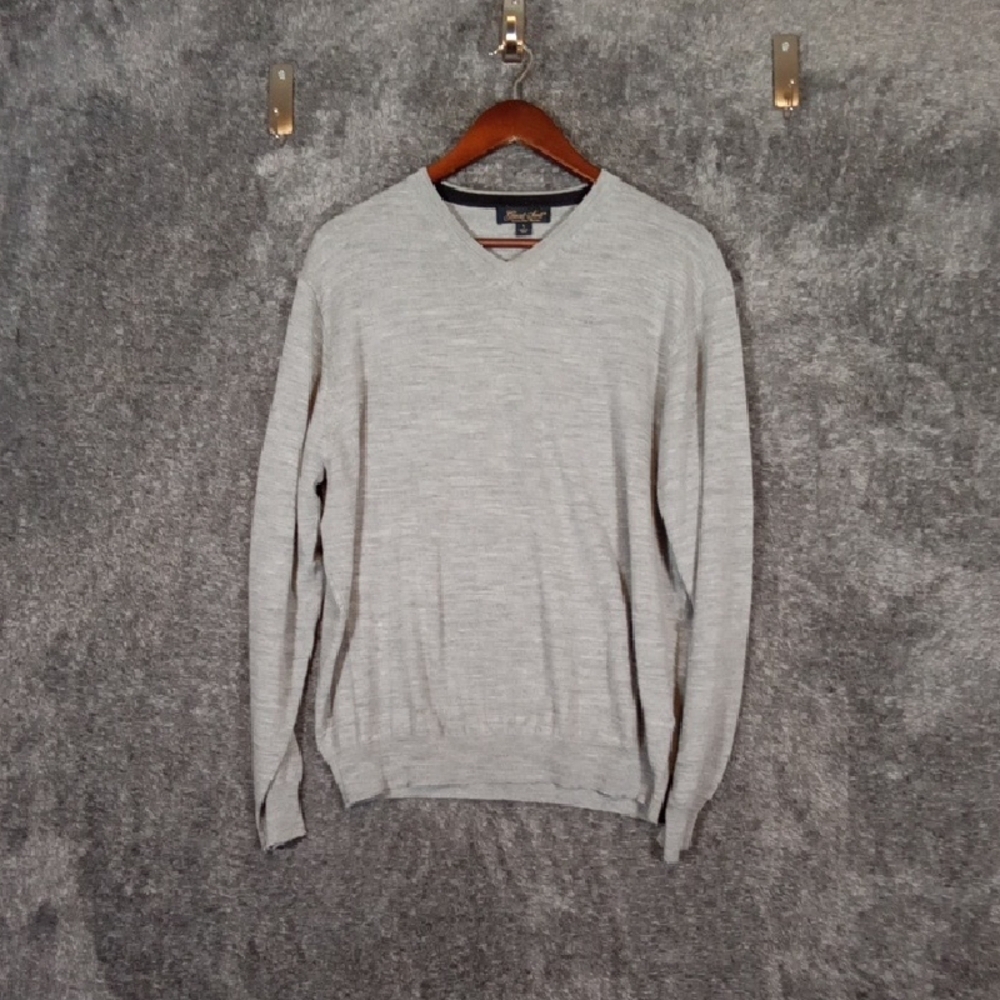 Garret Scott Extra Fine Merino Wool V Neck Long Sleeve Mens Large